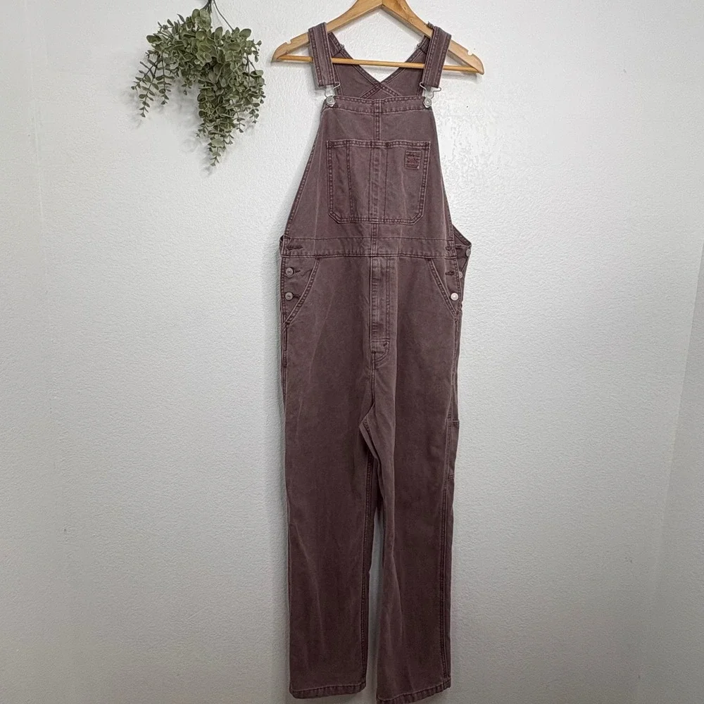 Levis Mens Canvas Carpenter Overalls Brown Utility Workwear Dungarees Large